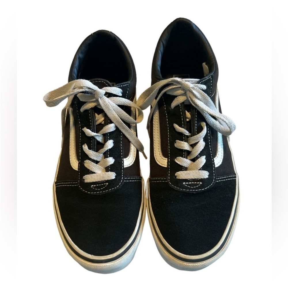 Vans sneakers black with white trim and soles size 7 youth
